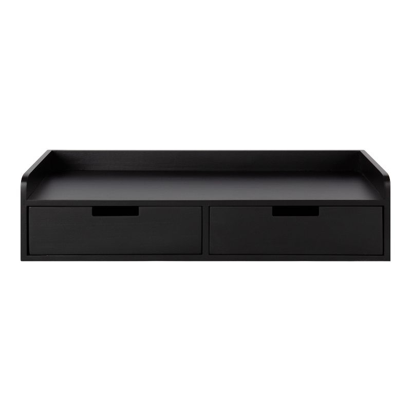 Kate and Laurel Kitt Rectangle Wood Floating Console Table, 28x12x6.5, Black