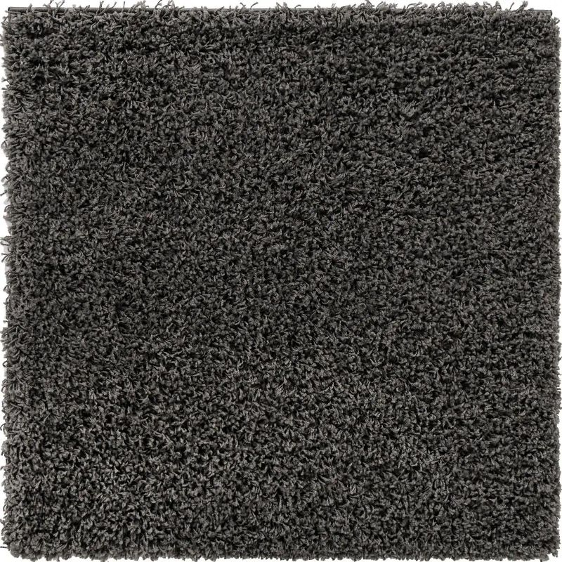 Unique Loom 3' 3 x 3' 3 Solid Shag Graphite Gray Area Rug