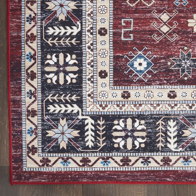 Nourison Fulton Vintage Medallion Non-Slip Flatwoven Indoor Rug Red 2'3" x 7'6"