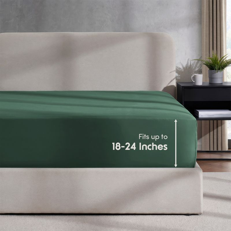 Nestl Fitted Sheet Cal King Size, Extra Deep Pocket Fitted Sheet Only, Ultra Soft Microfiber Fitted Bed Sheet Fits up to 24" Mattress - Hunter Green