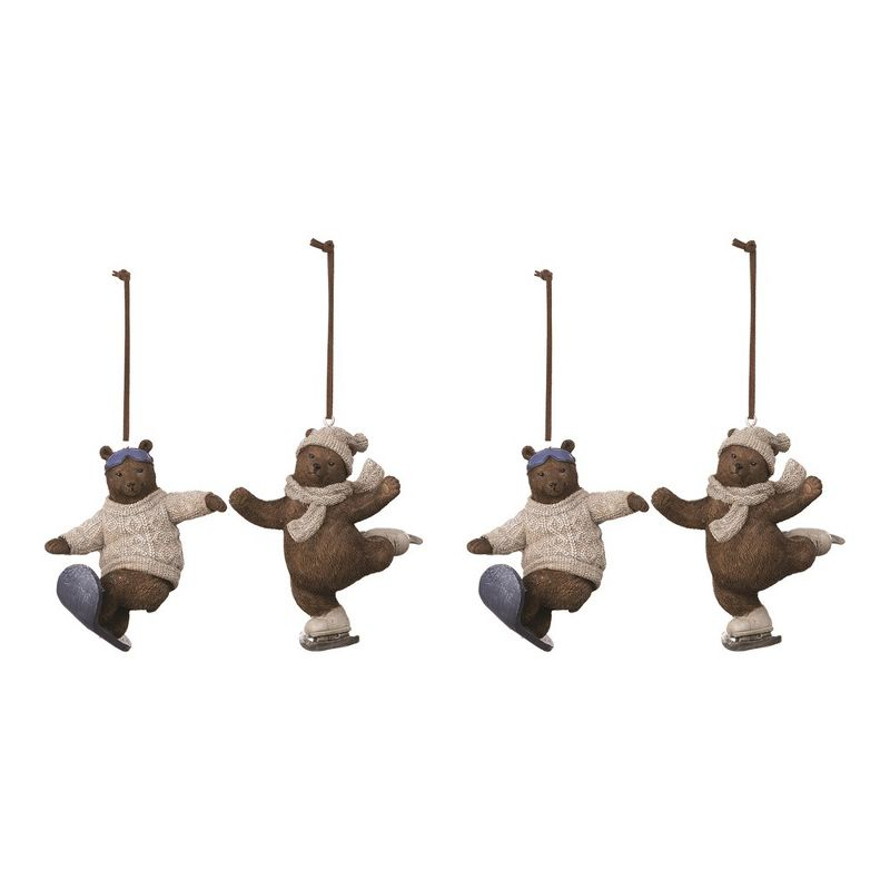 Melrose Skate and Snowboard Bear Ornament (Set of 4)