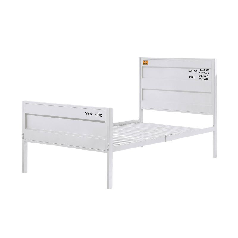 Cargo 79" Full Bed White - Acme Furniture: Contemporary Metal Frame, Canvas Headboard, No Box Spring Needed