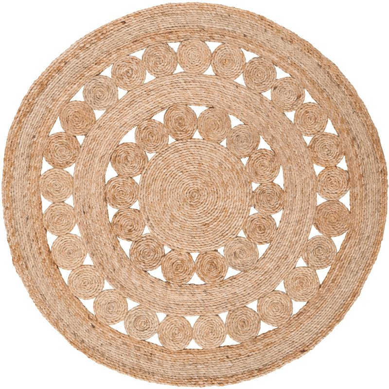 Natural Fiber NFB250 Hand Woven Area Rug - Natural - 3' round - Safavieh.