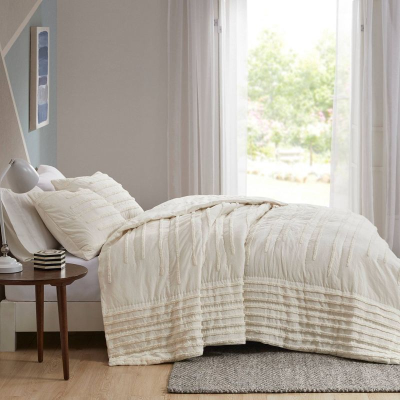Urban Habitat King/California King 3pc Ronan Chenille Coverlet Set Ivory: Lightweight, OEKO-TEX Certified