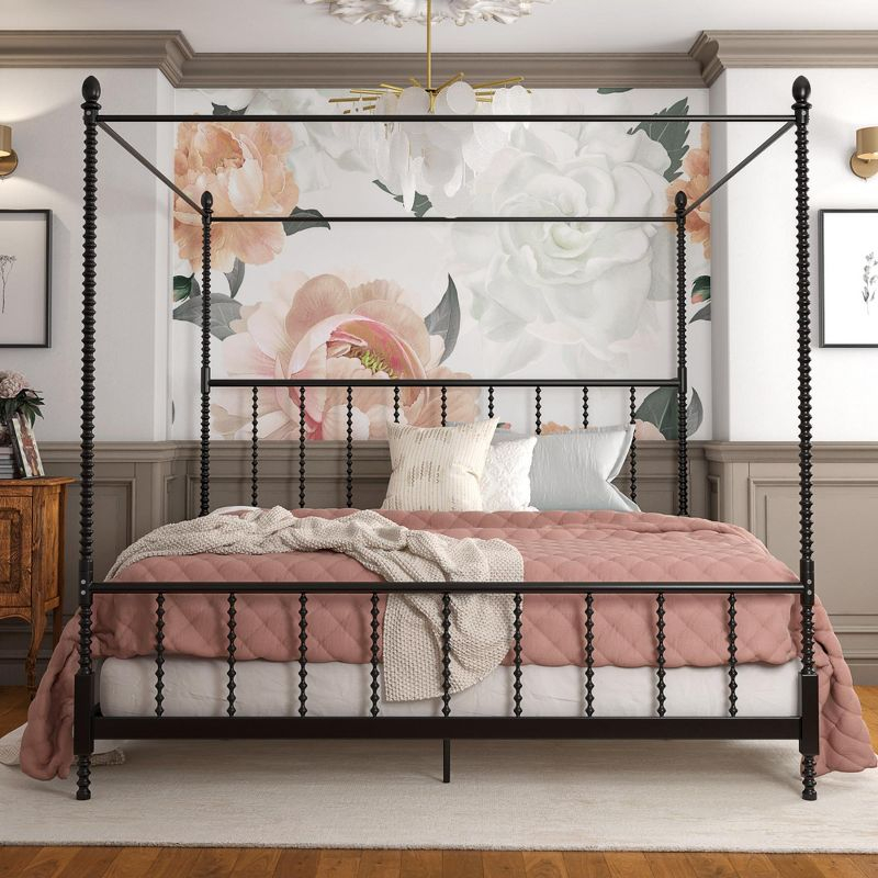 DHP Jenny Lind Metal Canopy Bed, King, Black