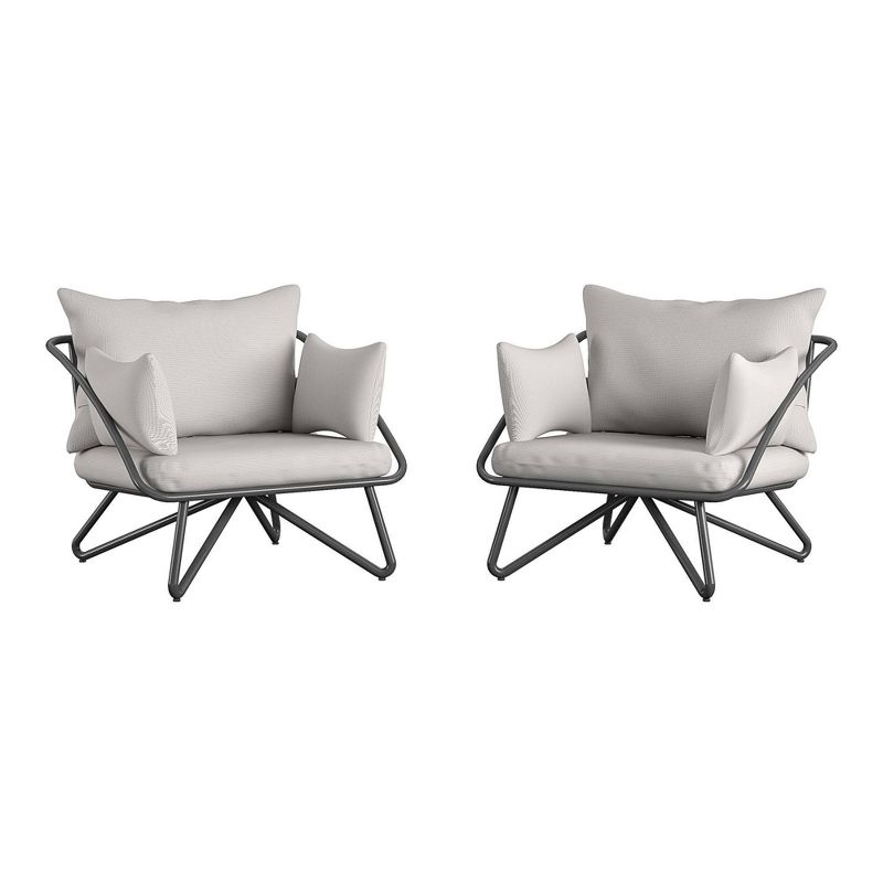 Teddi 2pc Outdoor Lounge Chairs Charcoal - Novogratz: Weather-Resistant Patio Furniture, Steel Frame