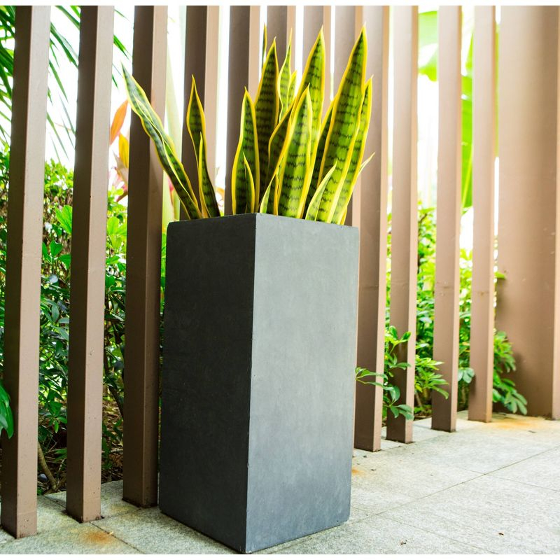 Rosemead Home & Garden, Inc. 24" x 11" Rectangular Kante Lightweight Modern Tall Outdoor Planter Charcoal