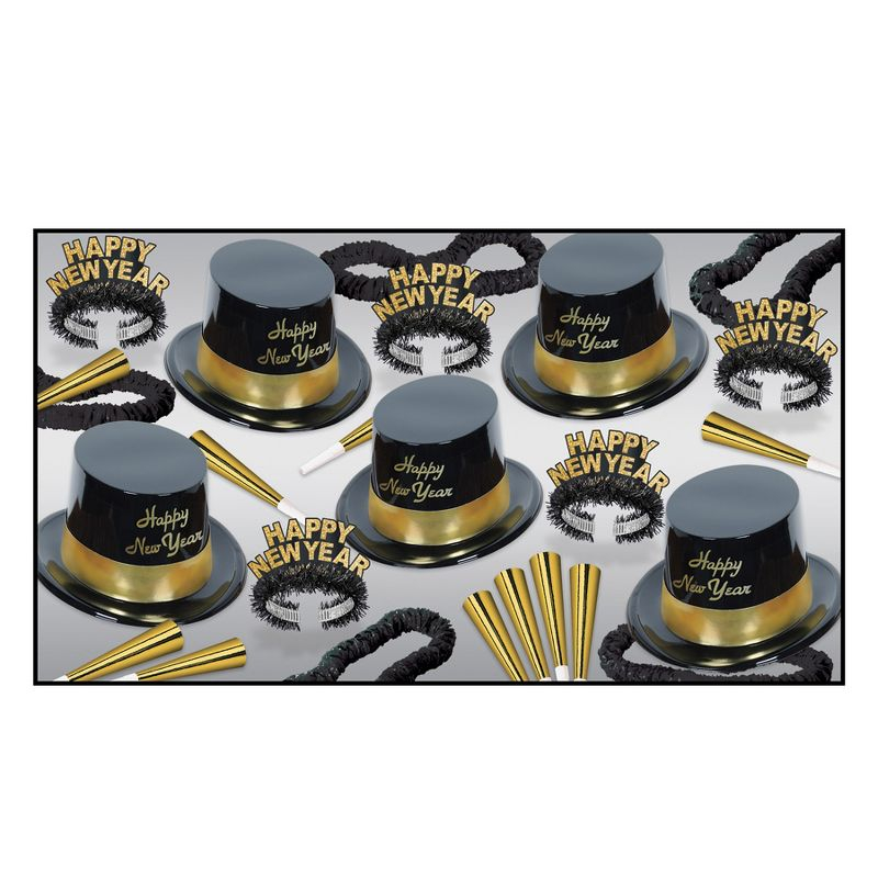 Beistle New Year Gold Legacy Assortment for 10 people includes 20 items for your Party Gold