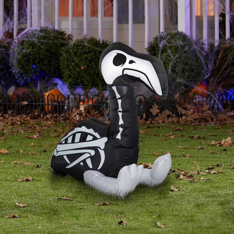 Gemmy Airblown Inflatable Skeleton Flamingo, 3 ft Tall, Multicolored