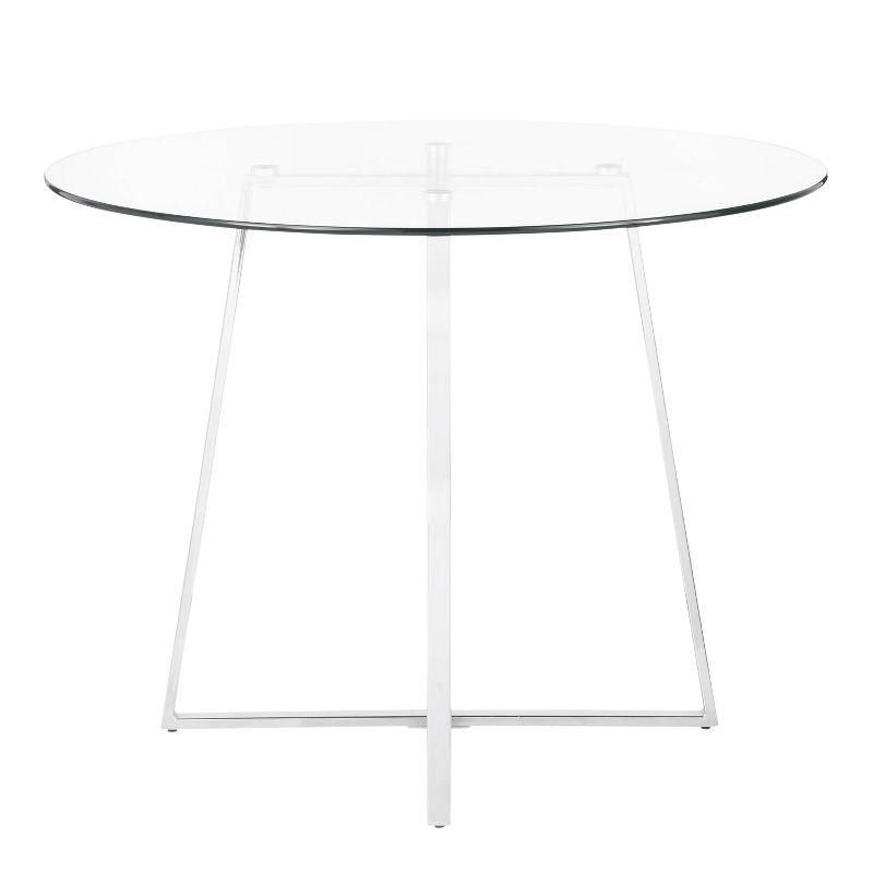 40" Cosmo Round Dining Table Chrome/Clear Glass - LumiSource: Contemporary Style, 4-Seater, Steel Pedestal Base