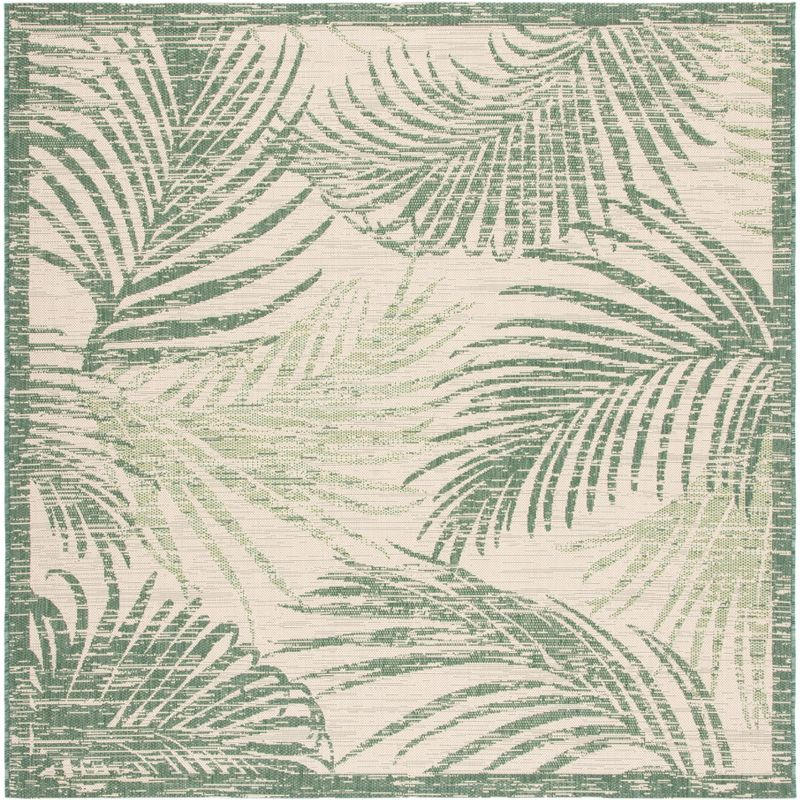 Courtyard CY7557 Power Loomed Indoor/Outdoor Area Rug - Beige/Green - 6'7"x6'7" - Safavieh.