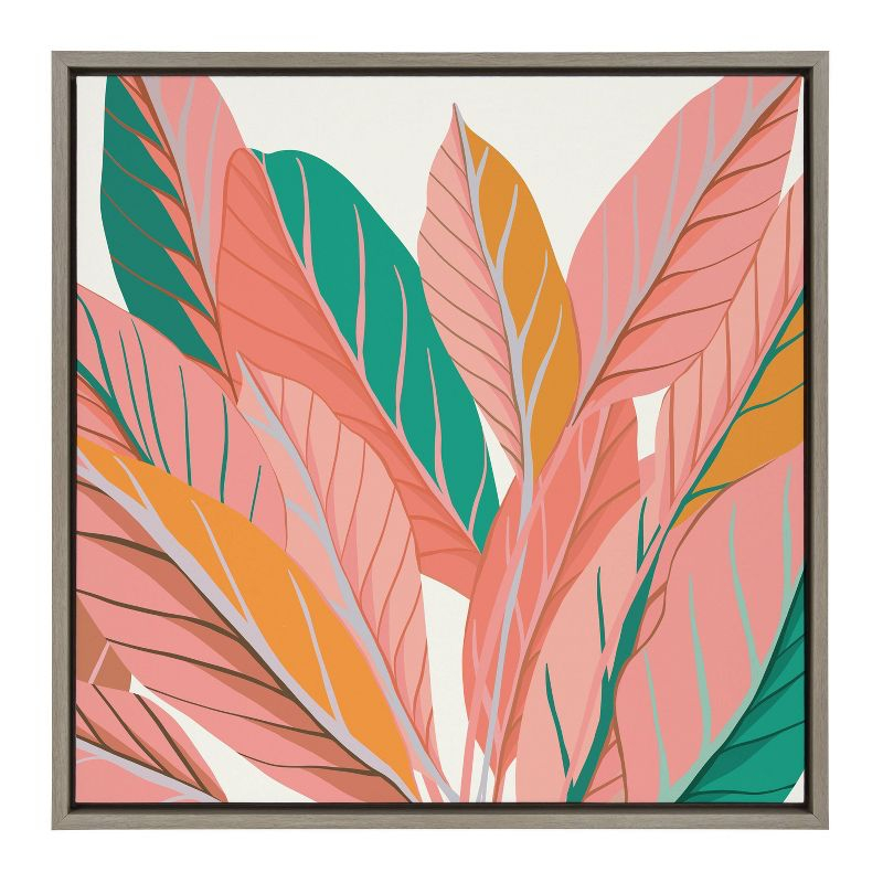 30" x 30" Sylvie Expand by Alicia Schultz Framed Wall Canvas - Kate & Laurel: Modern Botanical Digital Art