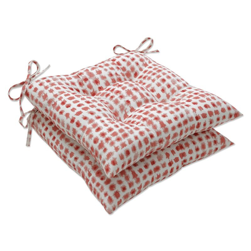 2pk Outdoor/Indoor Wrought Iron Seat Cushion Set Alauda Coral Isle Red - Pillow Perfect: Weather & Fade-Resistant, Reversible Design