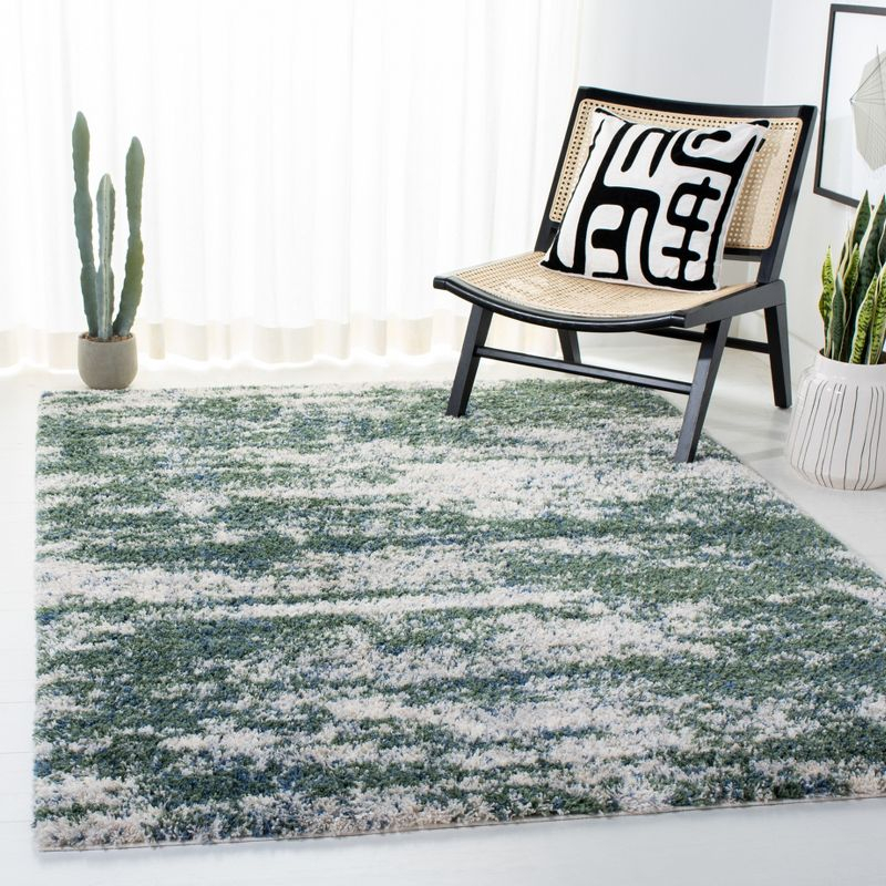 Berber Shag BER219 Power Loomed Area Rug - Green/Beige - 5'3"x7'6" - Safavieh.