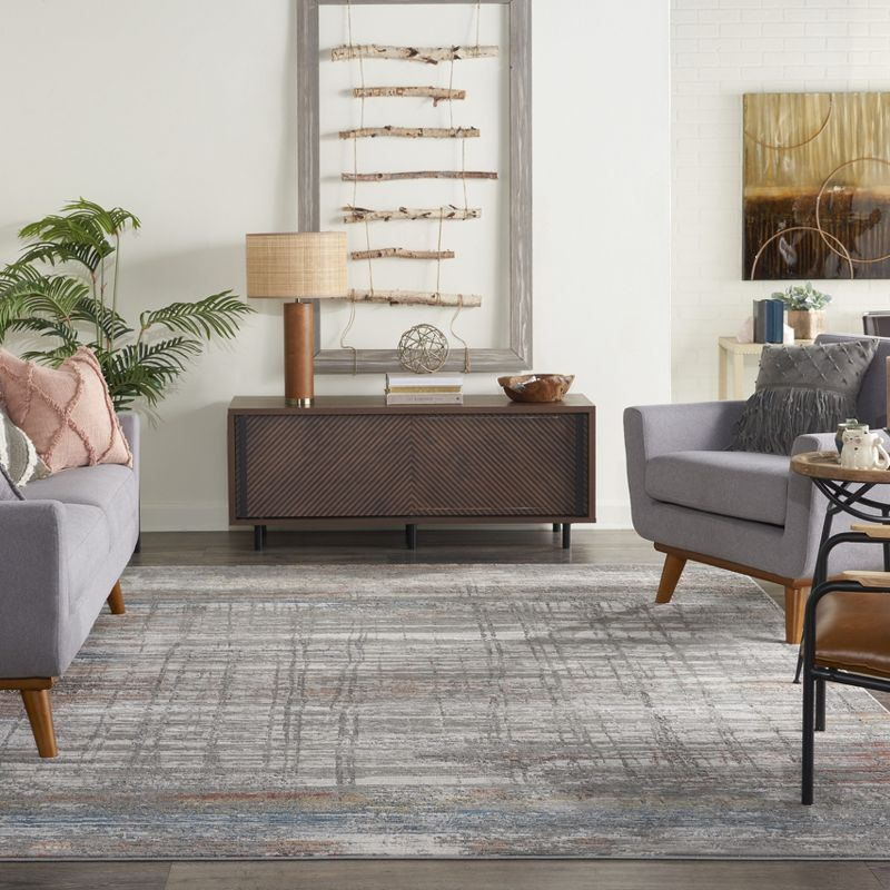 Nourison Rustic Textures Modern Distressed Indoor Area Rug Grey/Multi 9'3" x 12'9"