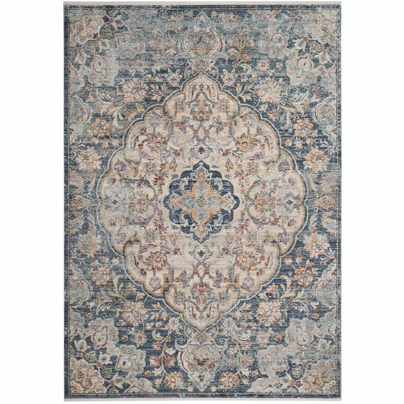 Illusion ILL711 Power Loomed Area Rug - Cream/Blue - 5'x8' - Safavieh