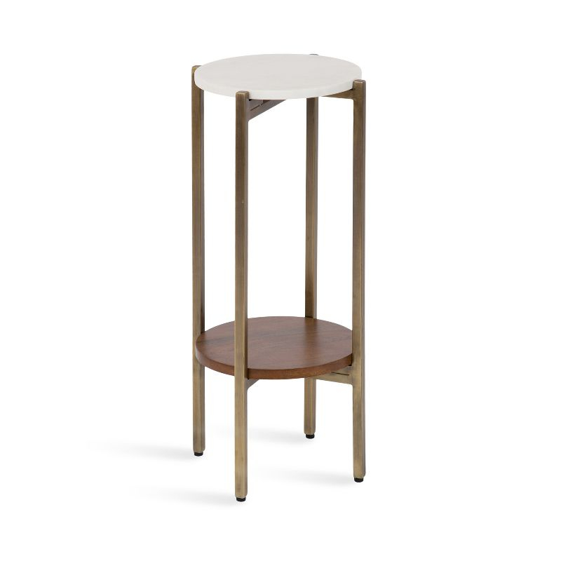 Kate and Laurel Moxley  Metal Tea Table, 11x11x25, Walnut Brown