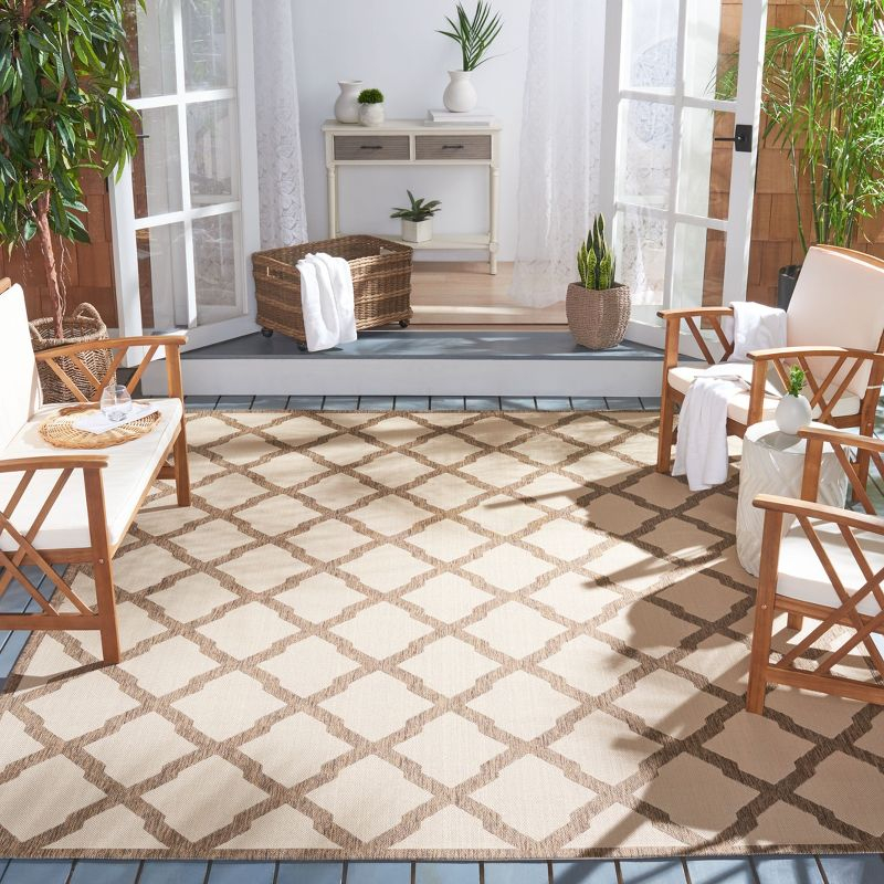 Beach House BHS122 Power Loomed Indoor/Outdoor Area Rug - Cream/Beige - 9'x12' - Safavieh
