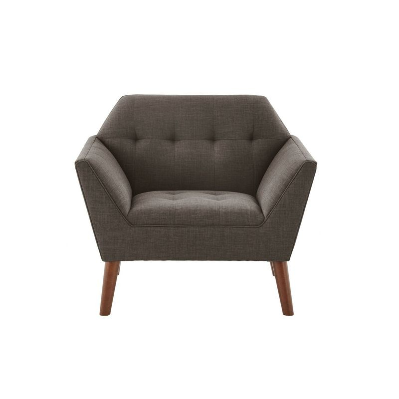 Newport Lounge Chair Charcoal - Ink+Ivy: Mid-Century Modern, Button Tufted, Wood Legs