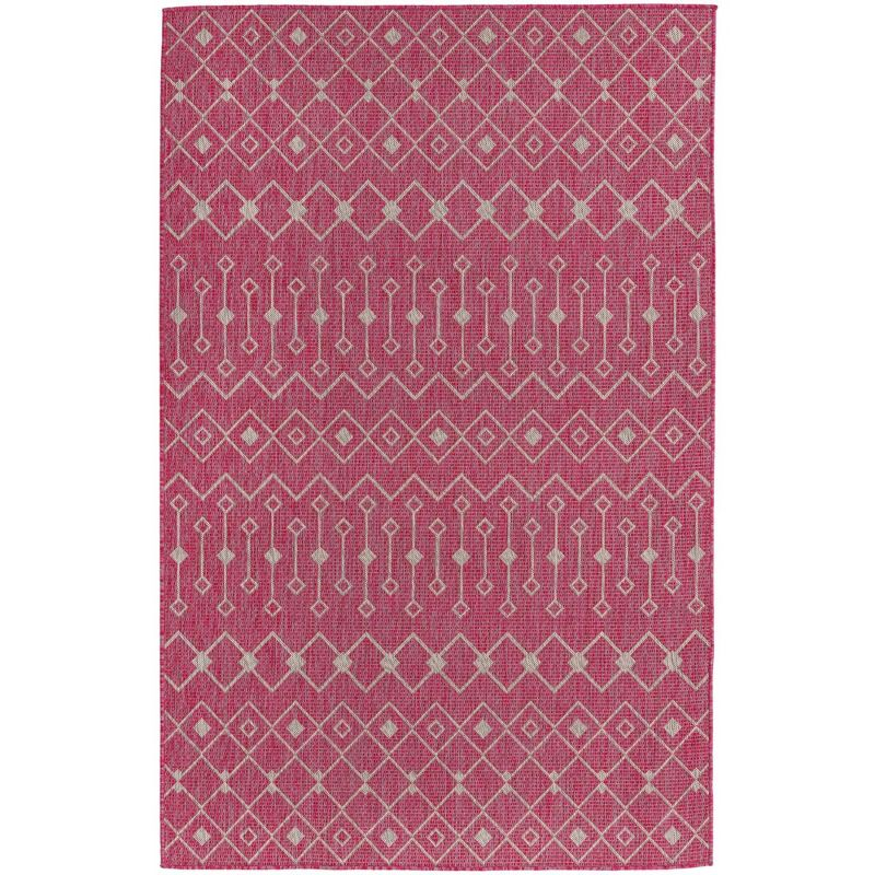 Unique Loom 5' 1 x 8' 0 Rectangle Indoor/Outdoor Trellis Fuschia Area Rug