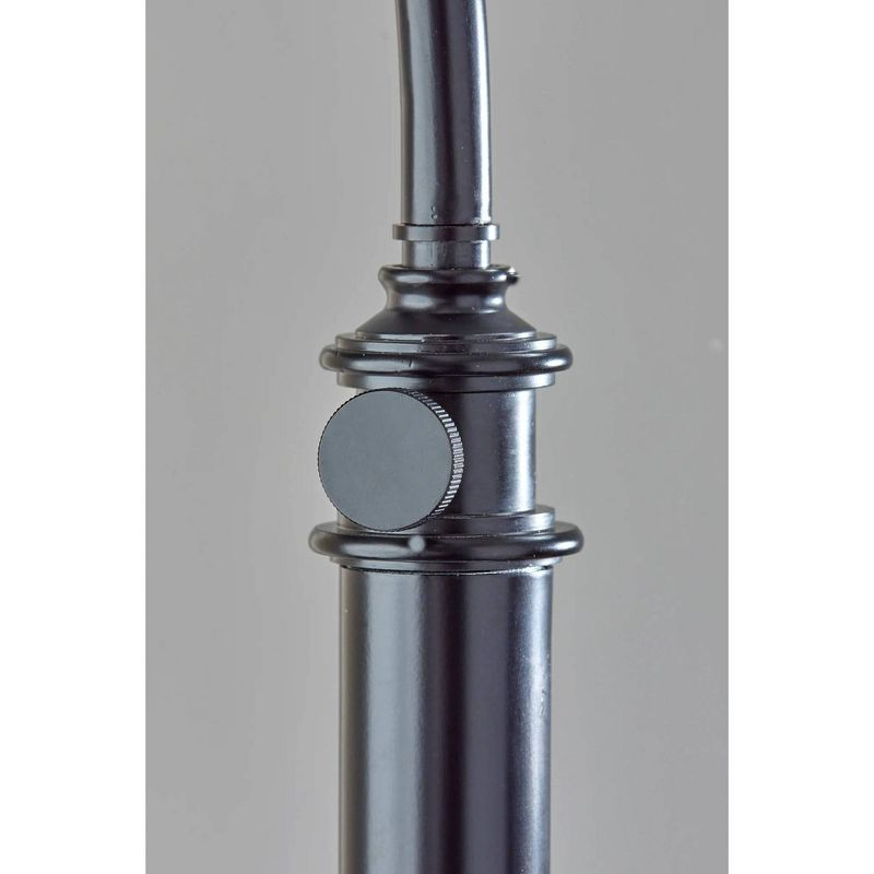 Adesso Barton Task Floor Lamp Antique Bronze: ETL Listed, Polyester Shade, Metal Body, Rotary Switch