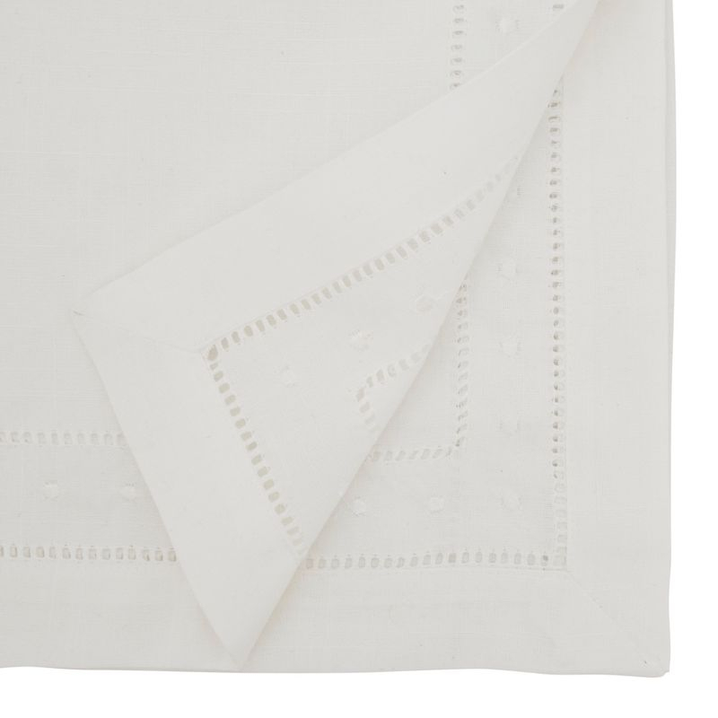 Saro Lifestyle Classic Hemstitch with Embroidered Border Table Runner, White, 16"x54"