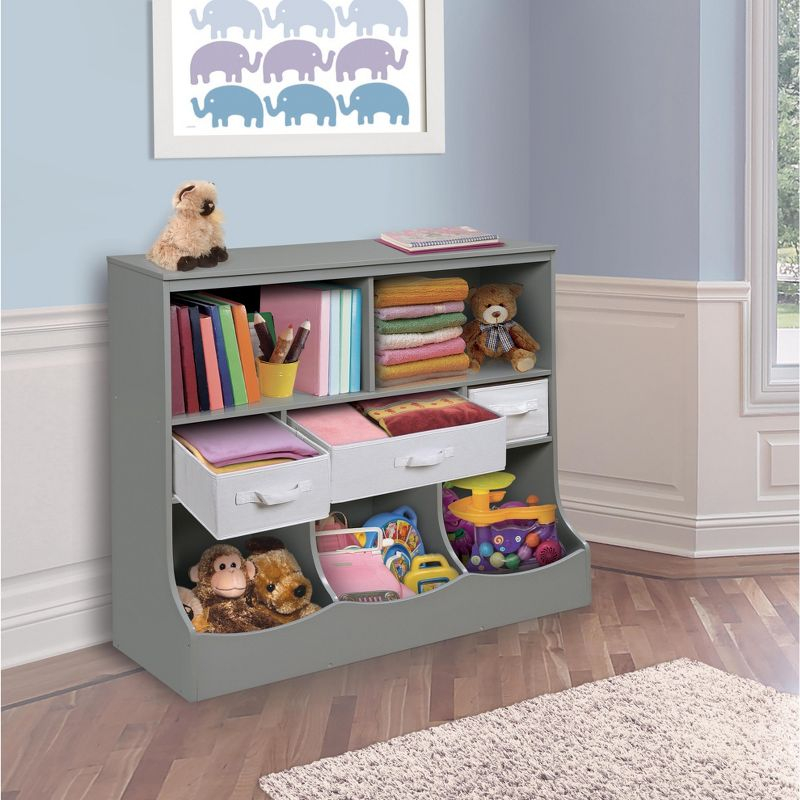 Badger Basket Combo Bin Storage Unit with Three Baskets - Gray