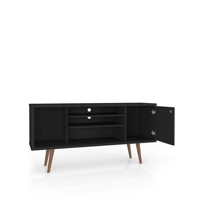 53.14" Liberty TV Stand for TVs up to 50" Black - Manhattan Comfort: Mid-Century Modern Media Console