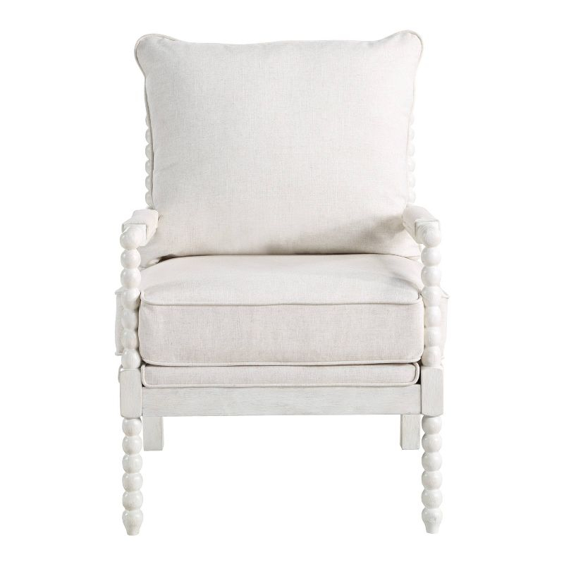 OSP Home Furnishings Kaylee Spindle Chair Linen: Mid-Century Modern Accent, Removable Cushions
