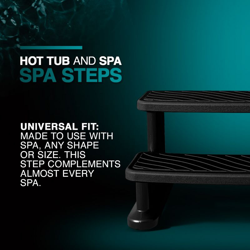 Puri Tech Universal Spa & Hot Tub Outdoor Steps No Slip Grip Support - Black