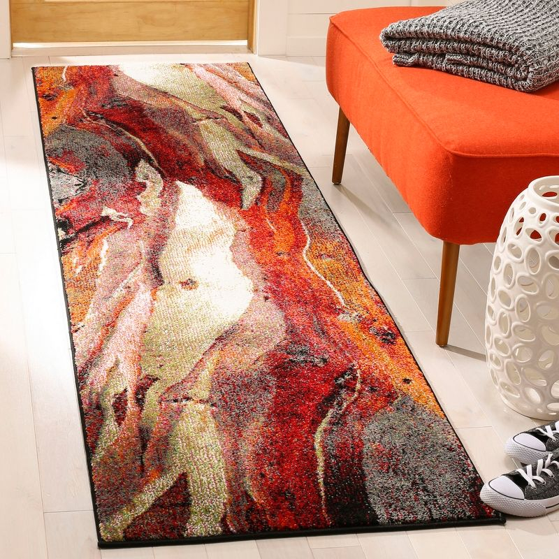 Glacier GLA126 Power Loomed Indoor Runner - Red/Multi - 2'3"x10' - Safavieh