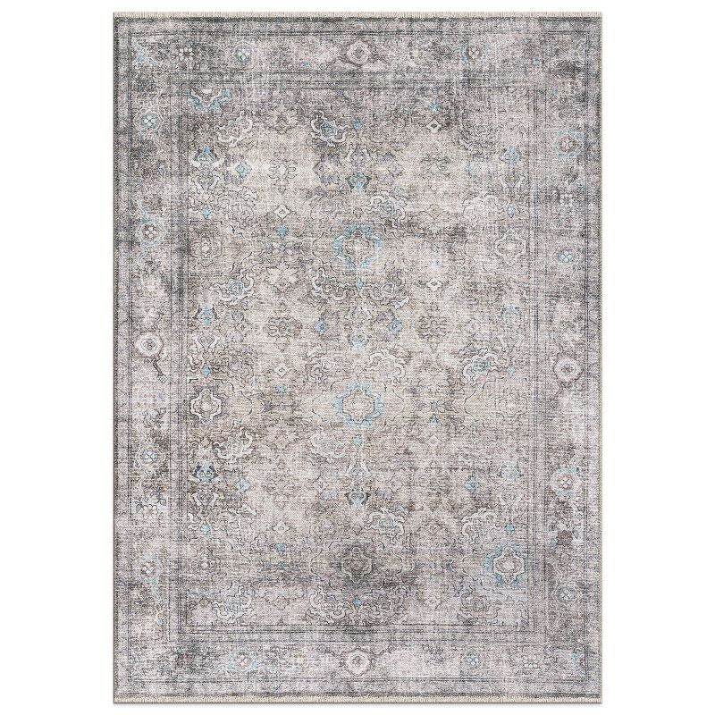 World Rug Gallery Transitional Distressed Vintage Machine Washable Area Rug- OLIVE 5' X 7'