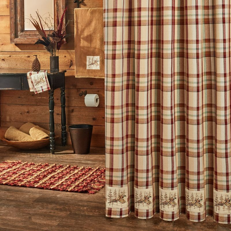Park Designs Gamekeeper Plaid Pheasant Patch Shower Curtain