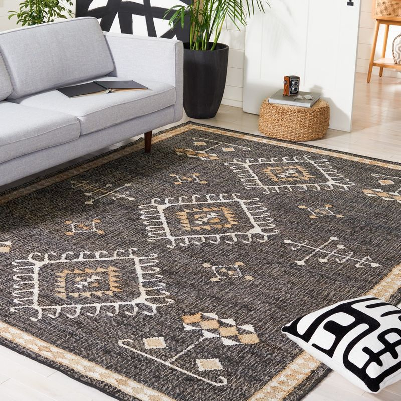 Kilim KLM762 Flat Weave Area Rug - Black/Ivory - 7'x7' - Safavieh
