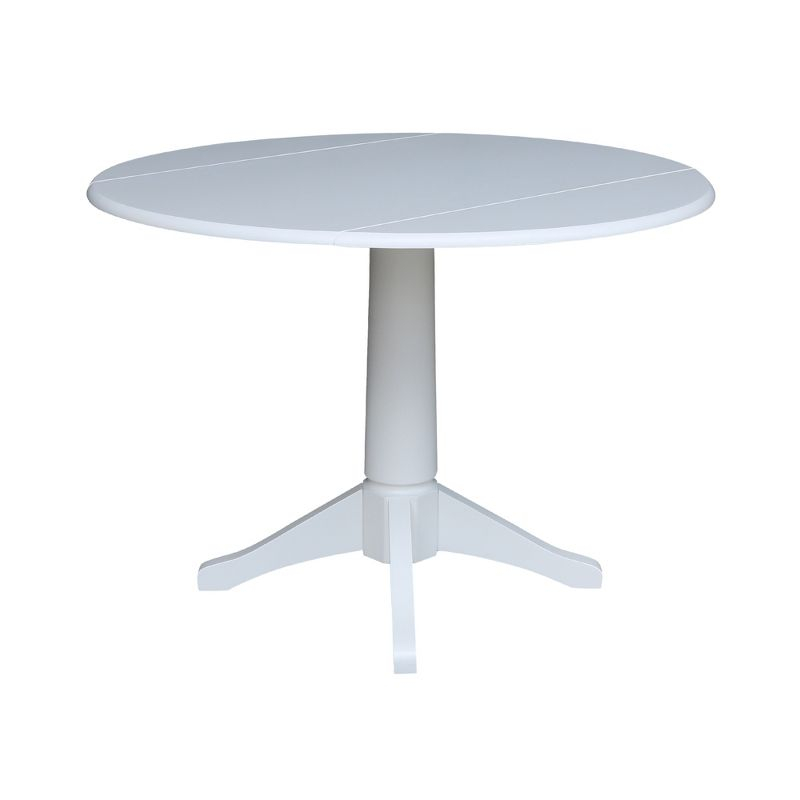 42" Nina Round Top Dual Pedestal Dining Table White - International Concepts: Modern Style, Seats 4, Wood Frame