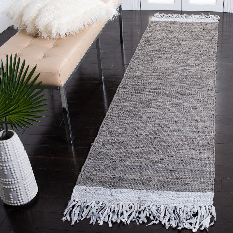 Vintage Leather VTL310 Hand Woven Indoor Accent Rug - Light Grey/Taupe - 2'x3' - Safavieh