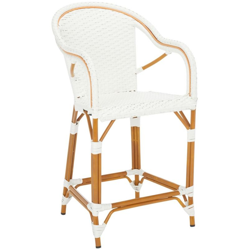 California Counter Stool With Arms - Indoor/Outdoor - PAT7533 - White - Safavieh