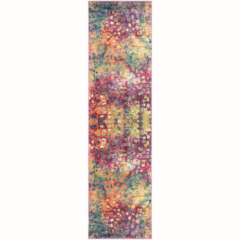 Monaco MNC225 Power Loomed Indoor Runner Rug - Pink/Multi - 2'2"x10' - Safavieh