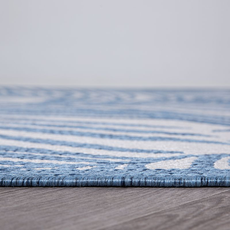 World Rug Gallery Contemporary Palm Leaf Textured Flat Weave Indoor/Outdoor Area Rug - BLUE 2'x3'