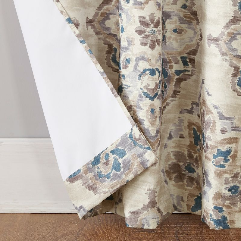 84"x40" Regina Watercolor Floral Thermal Insulated Grommet Curtain Panel Linen - Sun Zero: Room Darkening, Polyester