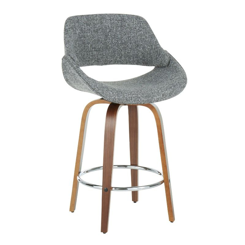 Set of 2 Fabrico Counter Height Barstool with Walnut Legs & Upholstered Seat - LumiSource