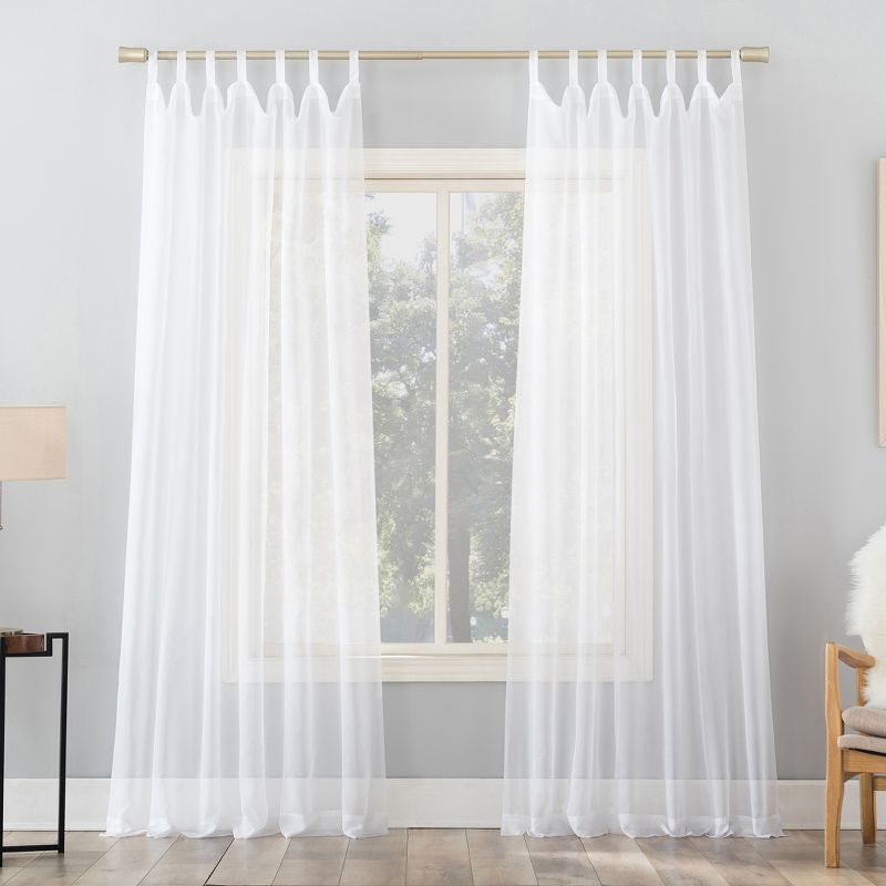 59"x63" No. 918 Sheer Emily Voile Tab Top Curtain Panel White: Transitional Indoor Polyester Drapery