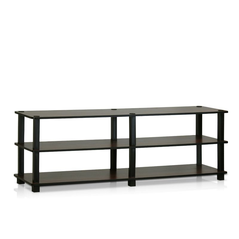 Furinno Modern 3-Tier TV Stand Console Table Media Entertainment Center w/Open Storage Shelf,Dark Brown/Black
