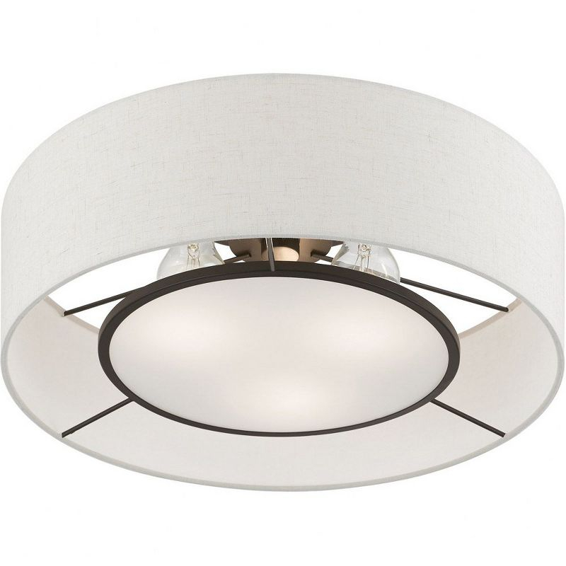 Livex Lighting Ellsworth 3 - Light Semi-Flush Mount in  Brushed Nickel/Shiny White