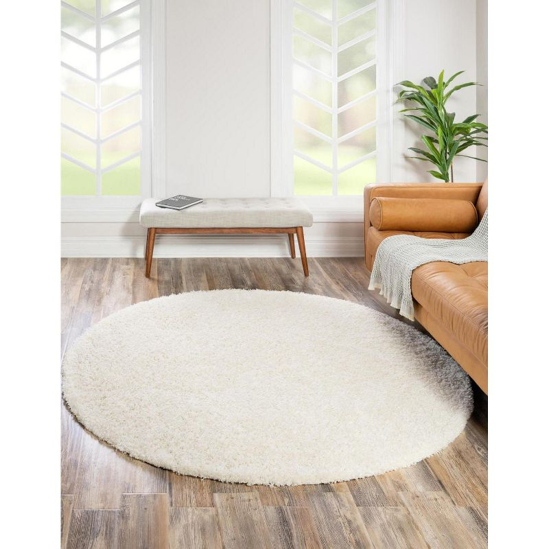 Unique Loom 6' 1 x 6' 1 Solid Shag Snow White Area Rug