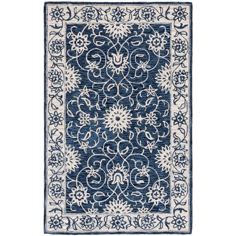 Jardin JAR601 Hand Tufted Accent Rug - Navy/Ivory - 3'x5' - Safavieh