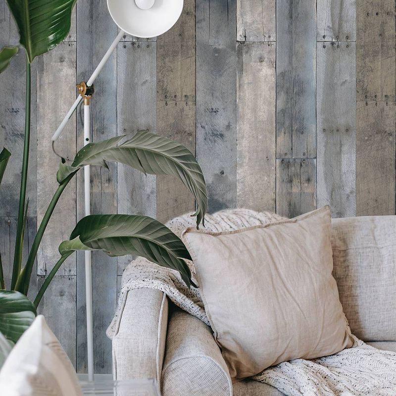 Tempaper & Co.® Repurposed Wood Removable Peel and Stick Wallpaper, 28 sq ft: Vinyl Self-Adhesive Blue Wood Grain