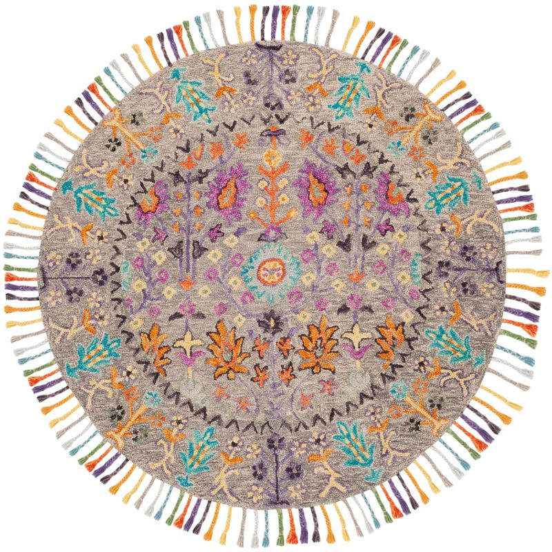 Blossom BLM453 Hand Tufted Indoor Area Rug - Grey/Multi - 8' Round - Safavieh