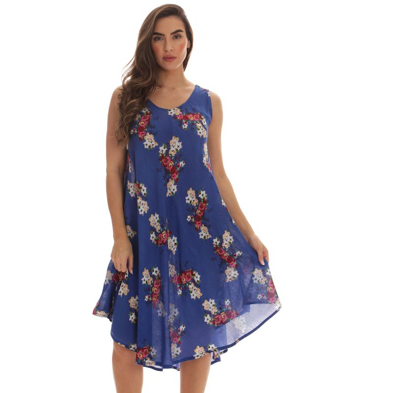 Riviera Sun Womens Floral Print Summer Dress - Beach Cover Up Sundress - Dresses for Women 21993-6015-BLU-3X