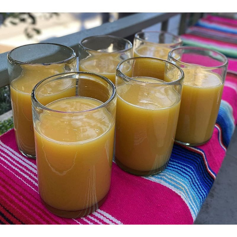 Dos Sueños Mexican Hand Blown  Drinking Glasses - Natural - 14oz - Set of 6